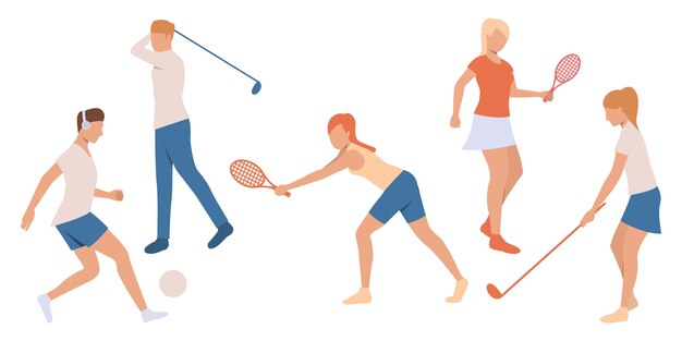 テニスとゴルフをする人々のセット