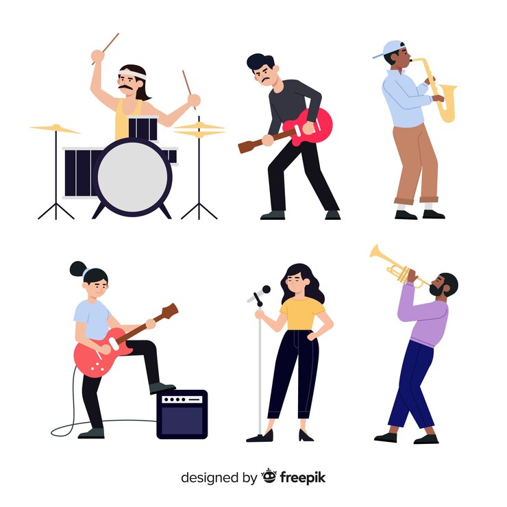 무료 Vector 악기를 가진 사람들의 집합