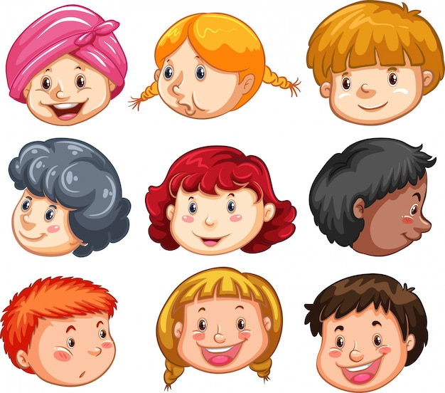 Free vector set of peoples heads