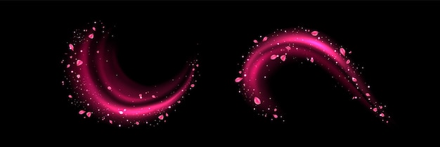 Free vector set of pink swirls with flower petals