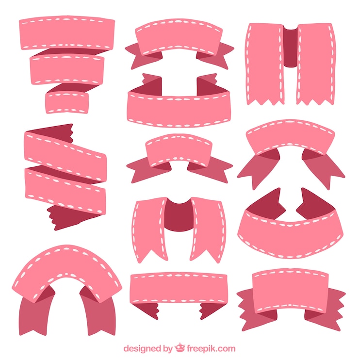 Free Vector set of pink vintage ribbons