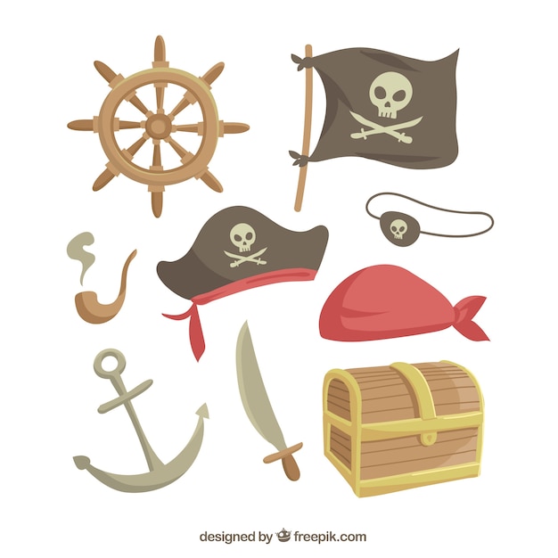 Free vector set of pirate elements