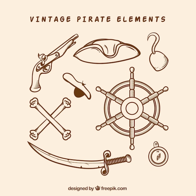 Free vector set of pirate elements