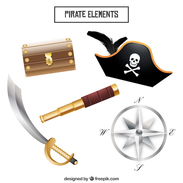 Set of pirate objects