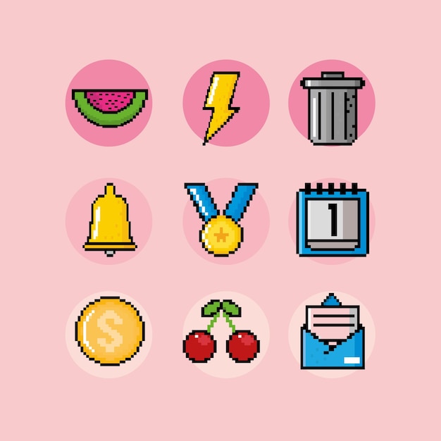 Free vector set of pixelated icons