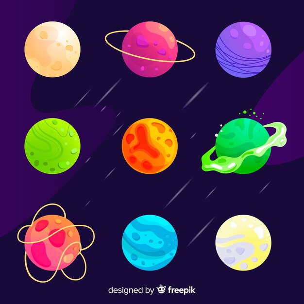 Set of planets flat style