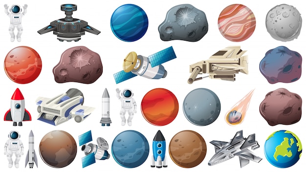 Free vector set of planets and space elements