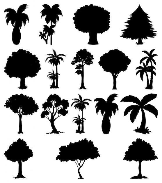 Set of plant and tree silhouette