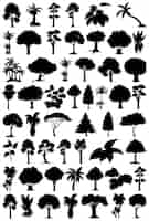 Free vector set of plant and tree silhouette