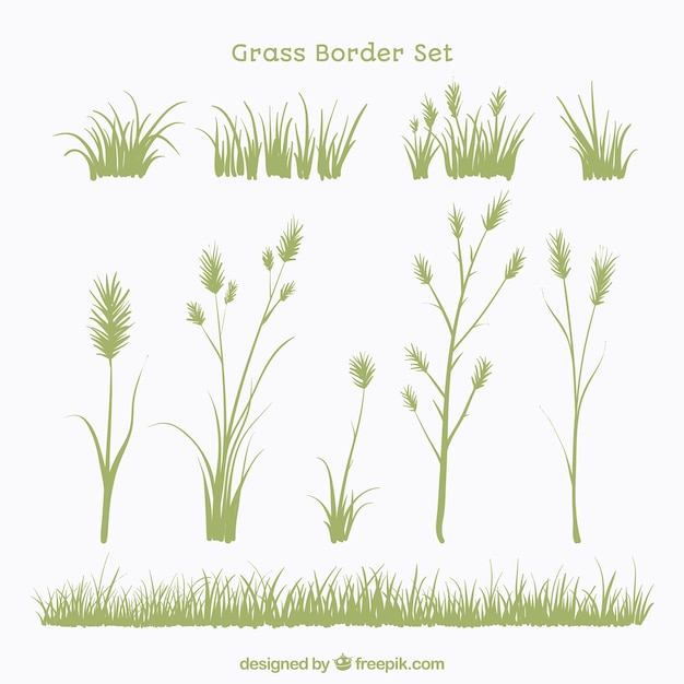 Free vector set of plants and grass borders