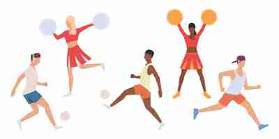 Free vector set of players and cheerleaders