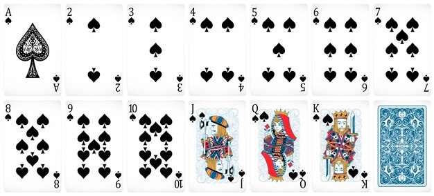 Set of poker cards with front and back design