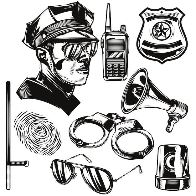 Free vector set of police elements