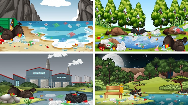 Free Vector set of polluted scenes a