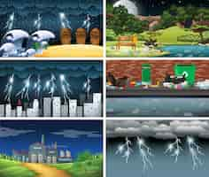 Free vector set of polluted scenes