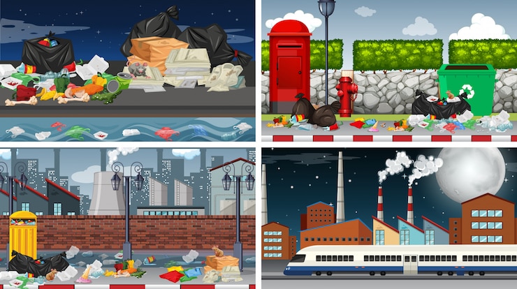 Free Vector set of polluted scenes