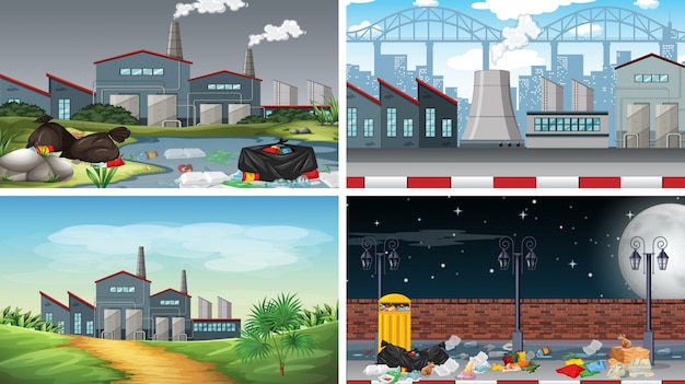 Set of polluted scenes