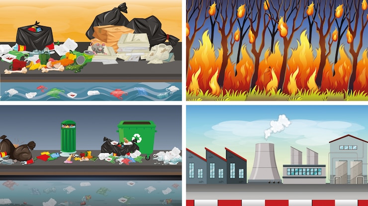 Free Vector set of polluted scenes