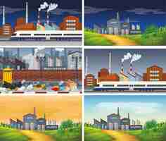 Free vector set of polluted scenes