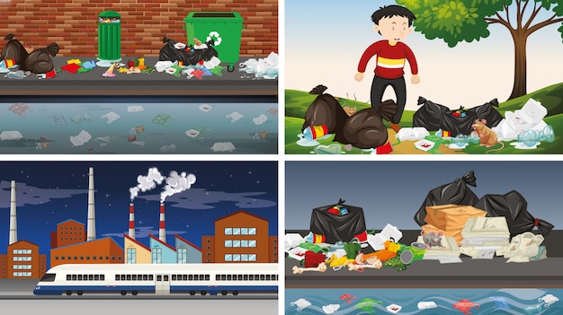 Free vector set of polluted scenes