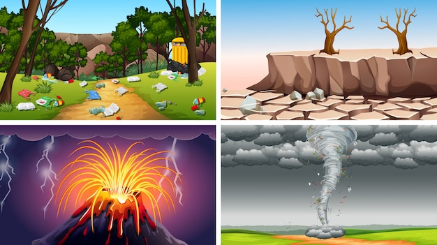 Free vector set of polluted scenes