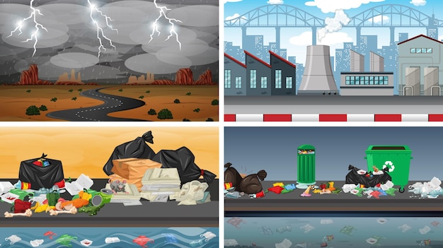 Set of polluted scenes