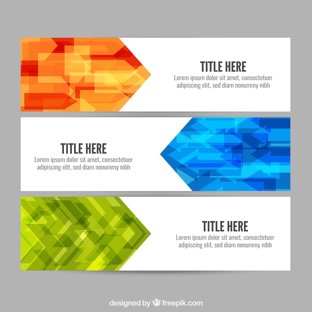 Free vector set of polygonal geometric banners