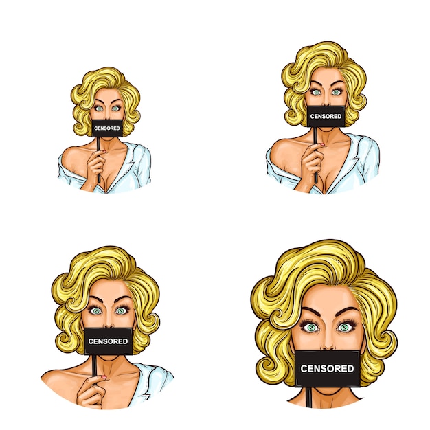 Set of pop art round avatar icons for users of social networking, blogs, profile icons.