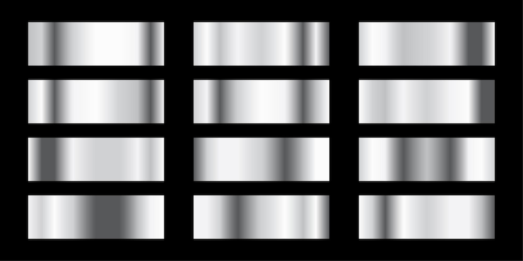 Free Vector set of premium metallic grey gradient palette banner design