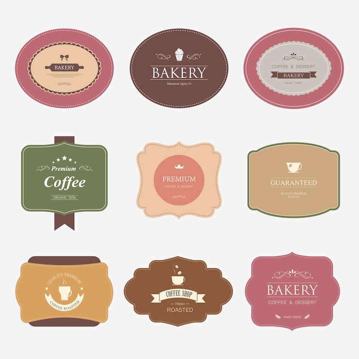 Free Vector set of premium quality guaranteed bakery label vintage style banner vector