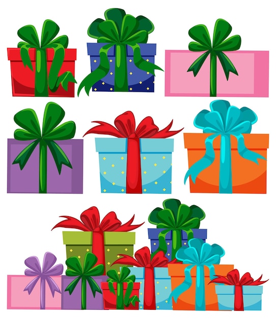 Free vector set of present boxes