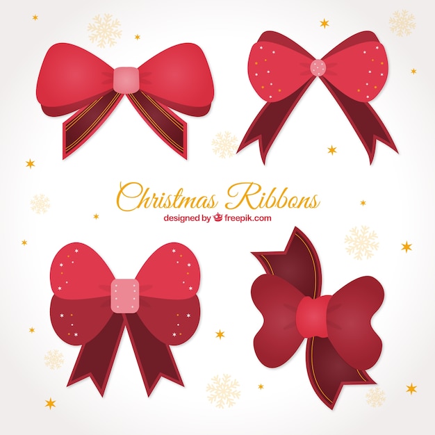 Free vector set of pretty christmas bows for gifts