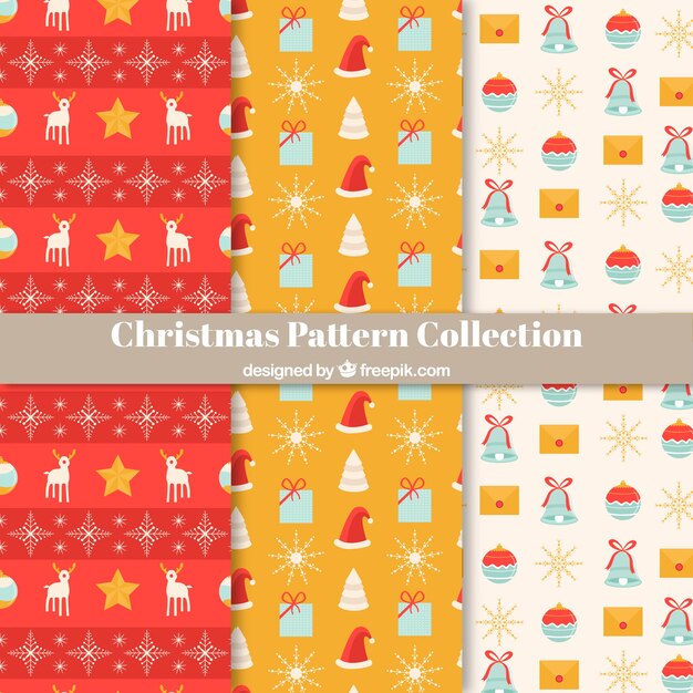 Free Vector set of pretty christmas patterns