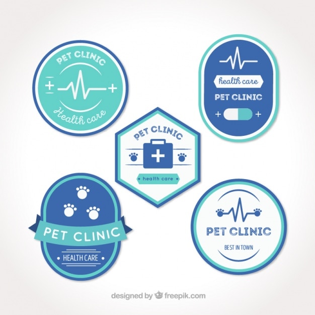 Free vector set of pretty veterinary stickers