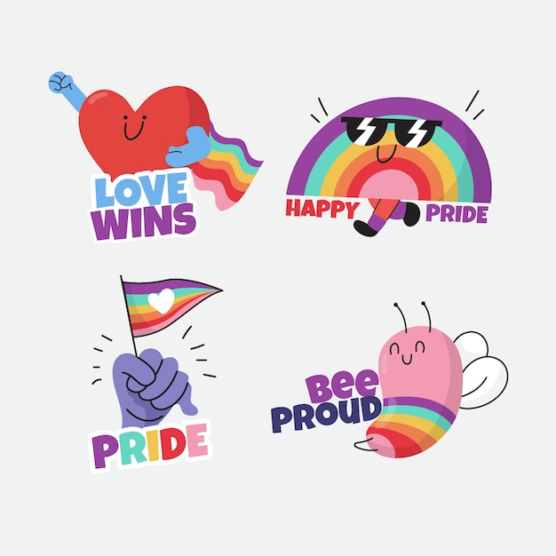 Set of pride day labels