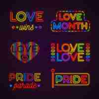 Free vector set of pride neon signs