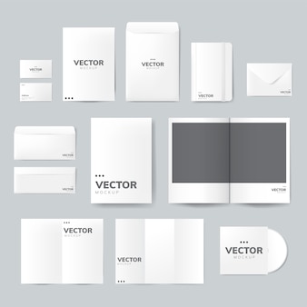 Set of printing material designs mockup vector