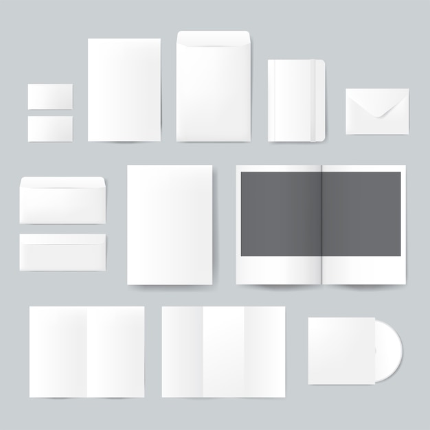 Set of printing material designs mockup vector