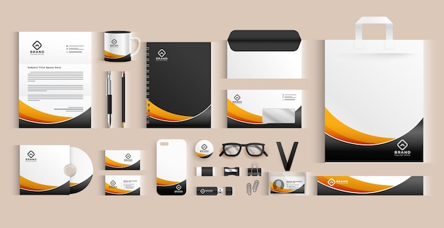 Free vector set of professional business stationery template for company promotion