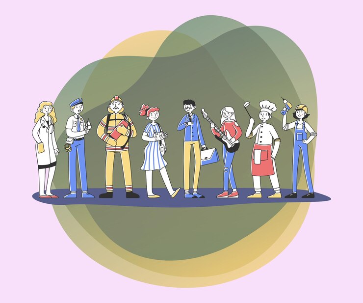 मुफ़्त वेक्टर set of professional characters flat vector illustration