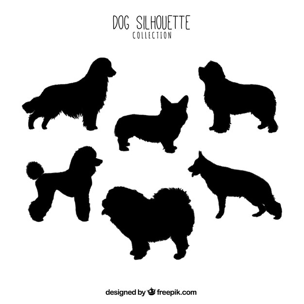 Set of profile dog silhouettes