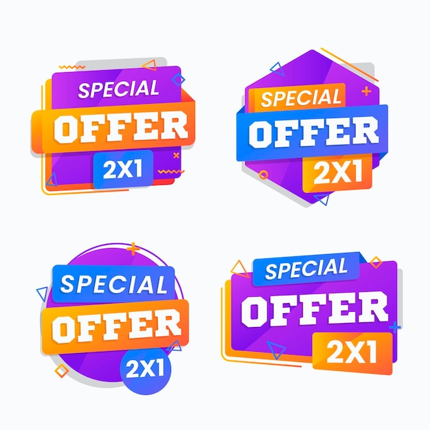 Set of promotional labels with special offers