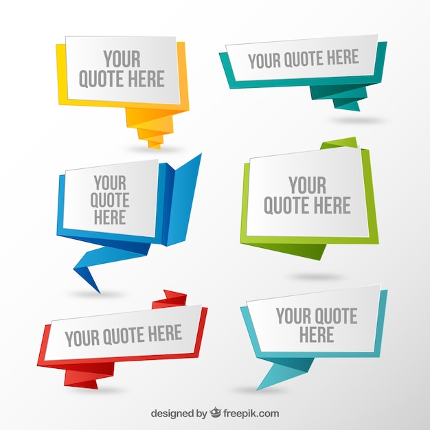 Set of quotes in origami style 