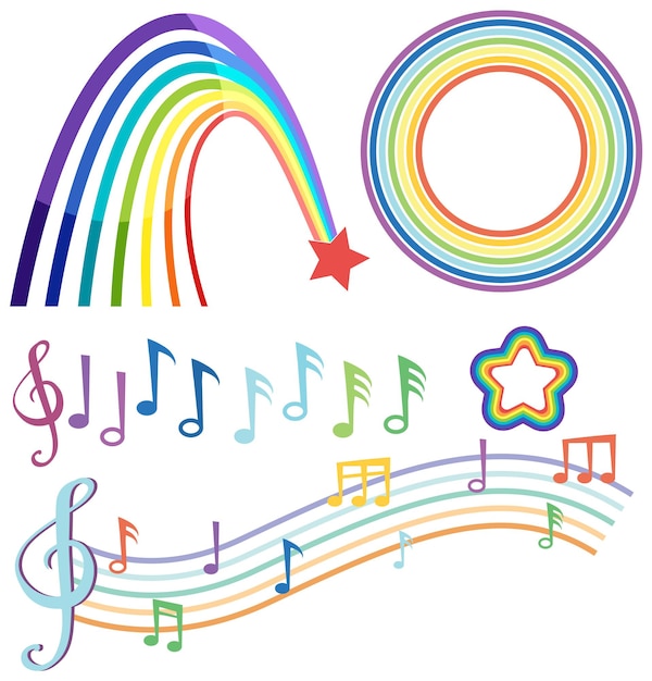 rainbow music notes clipart