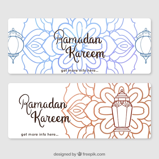 Set di bandiere del ramadan con mandala