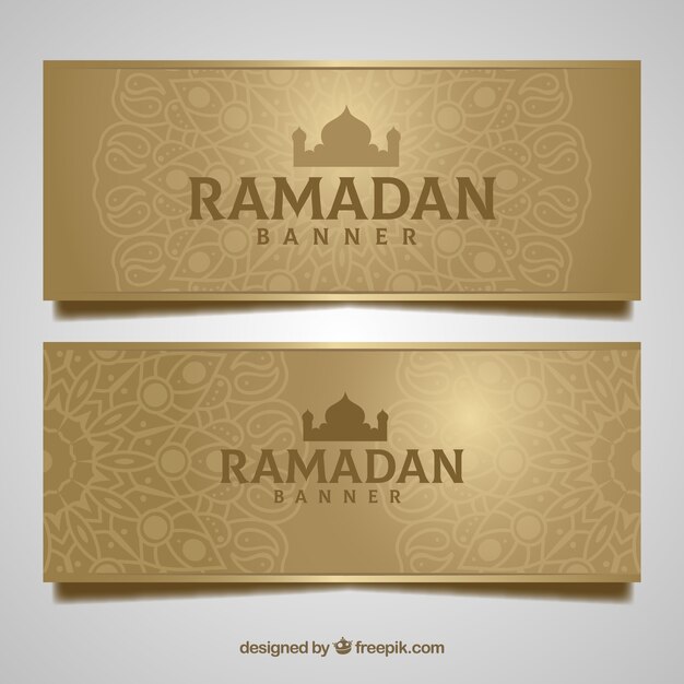 Set of ramadan banners with ornamentos