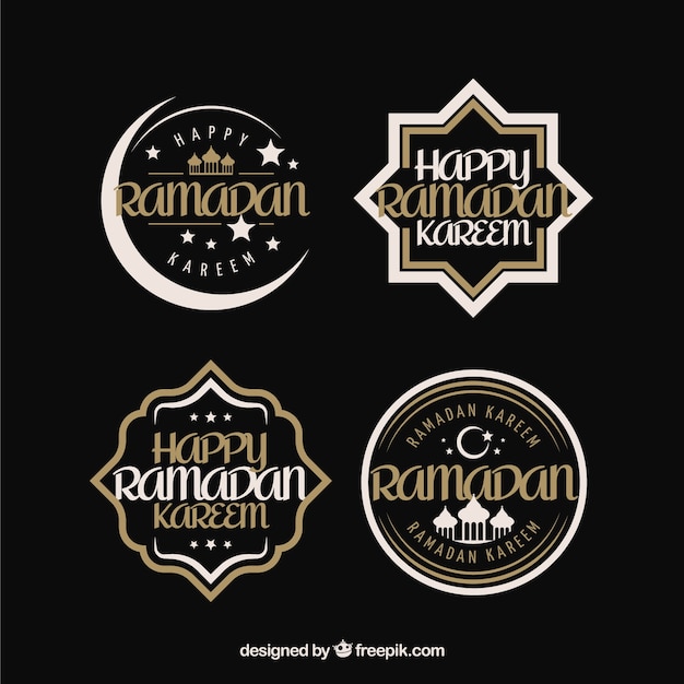 Free vector set of ramadan labels in flat style