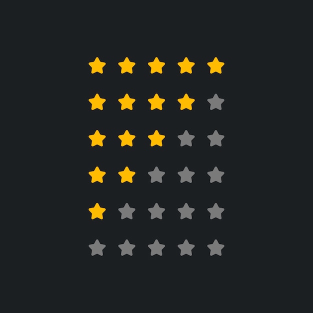 Free vector set of rating symbol for dark theme