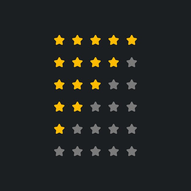 set of rating symbol for dark theme