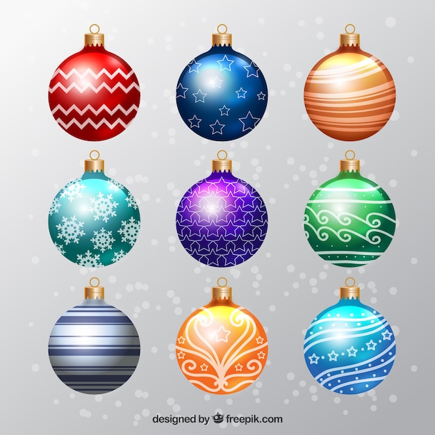 Set of realistic christmas balls